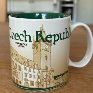 Starbucks Czech Republic Mug with Green and Gold Design